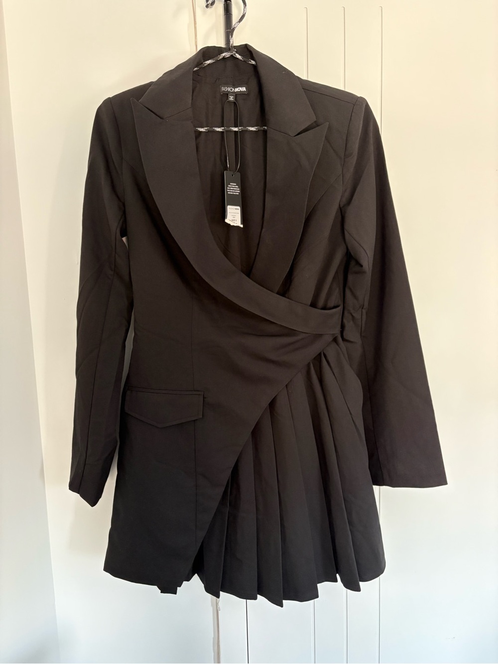 Sandro Black Pleated Wrap Blazer Jacket